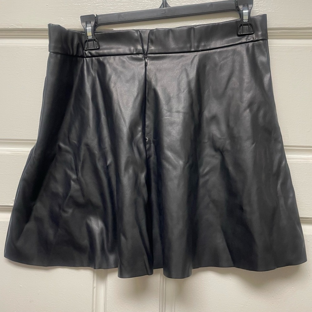 SHEIN Black Faux Leather A-Line Skirt